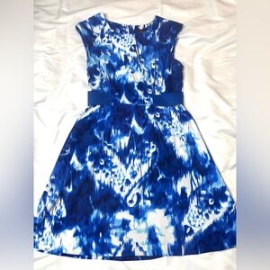 Connected Apparel Vibrant Blue and White Dress